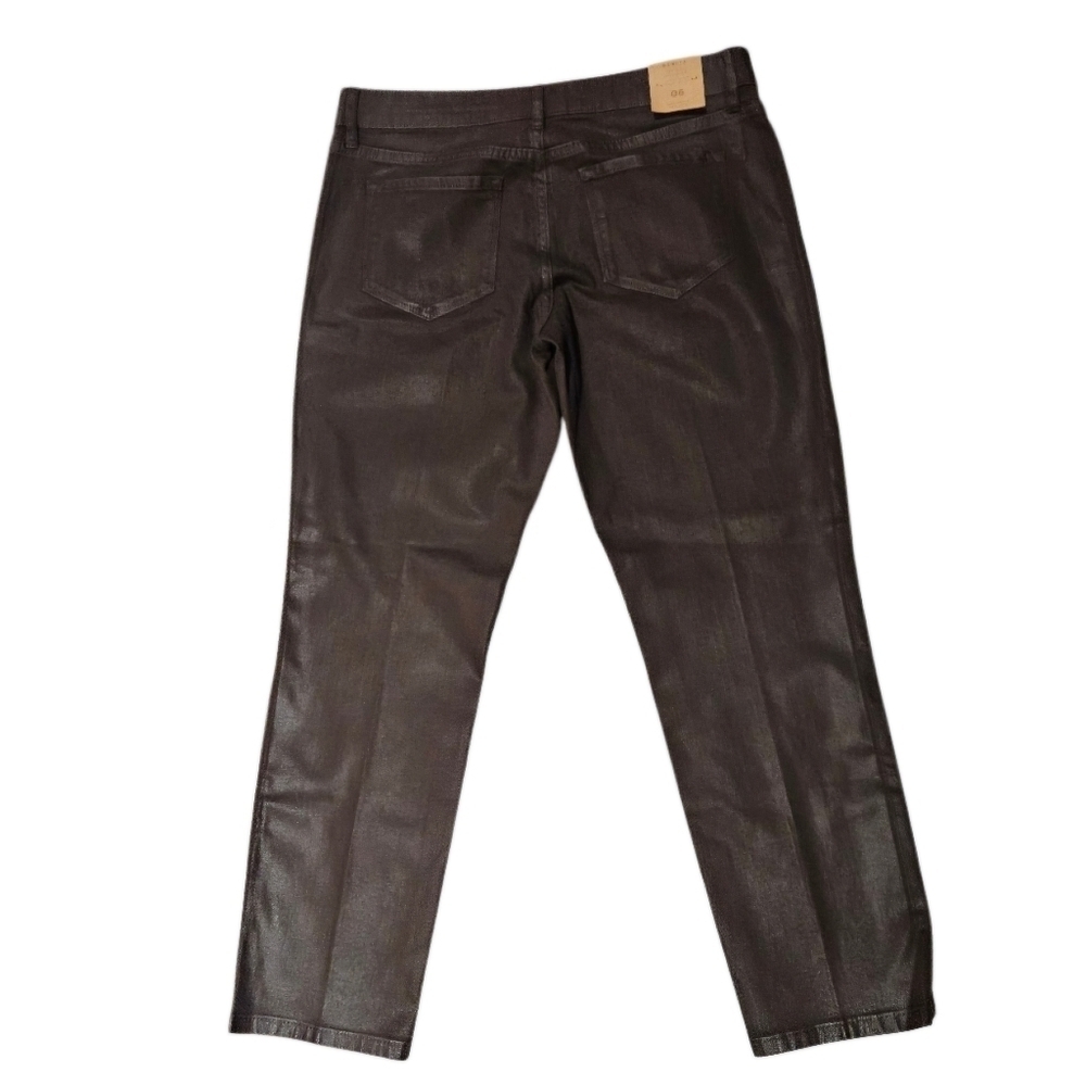 🔥NWT Club Monaco Benita Wax Coated Straight Leg Cropped Pants in Peat Moss 6 - Picture 3 of 8
